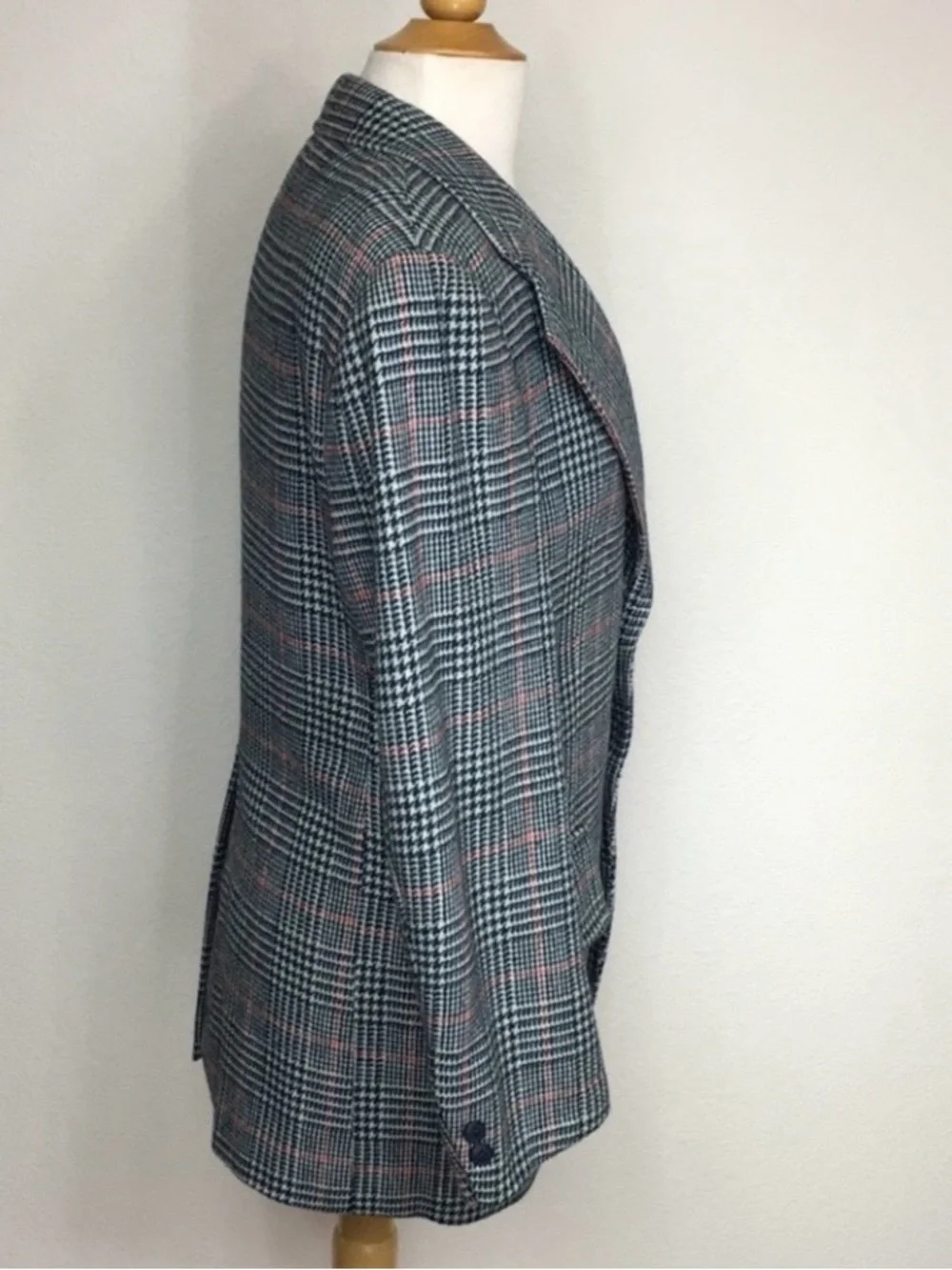 Vintage Men The Highlander Tailored Grey Glen Plaid Wool Classic Blazer Size 36S
